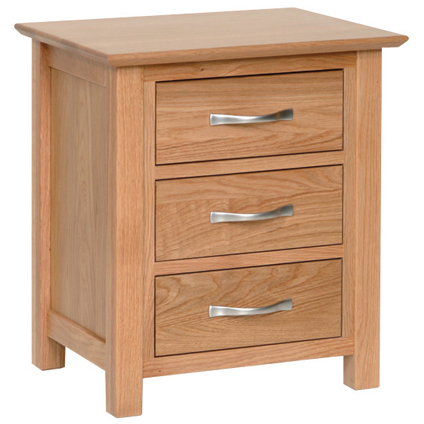 New Oak 3 Drawer Bedside Table Storage Unit