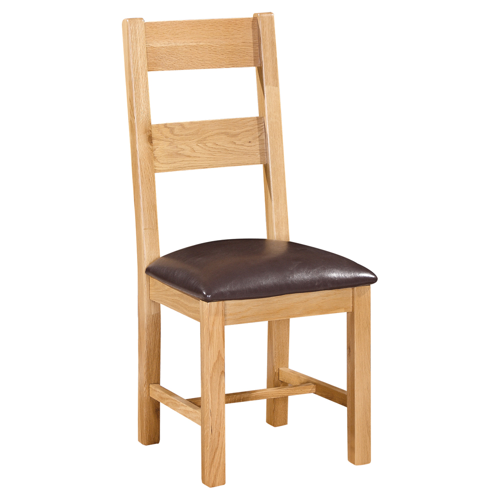 New Oak Ladder Back Dining Chair PU Seat