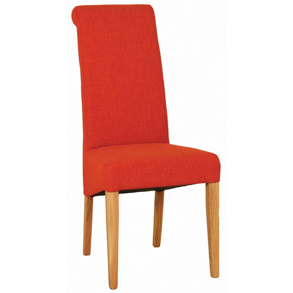 New Oak Dark Orange Fabric Dining Chair
