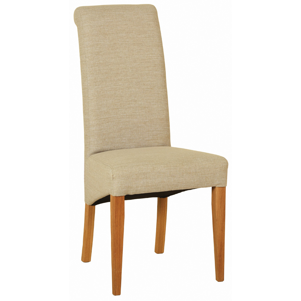 New Oak Beige Fabric Dining Chair