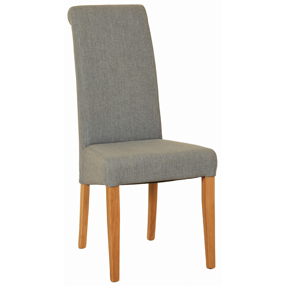 New Oak Light Grey Fabric Dining Chair