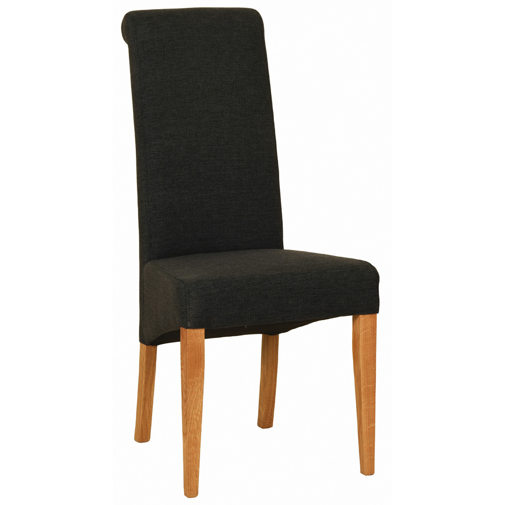 New Oak Charcoal Dark Grey Fabric Dining Chair