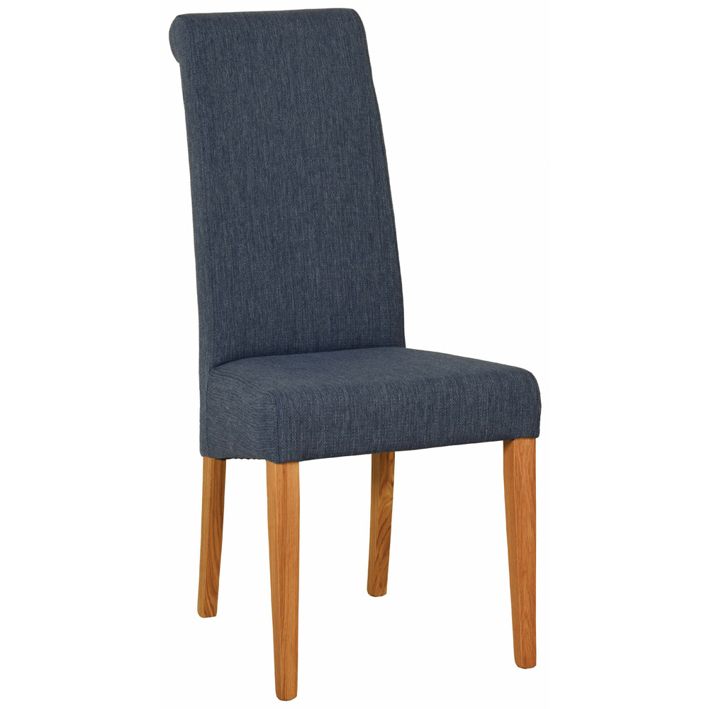 New Oak Blue Denim Fabric Dining Chair
