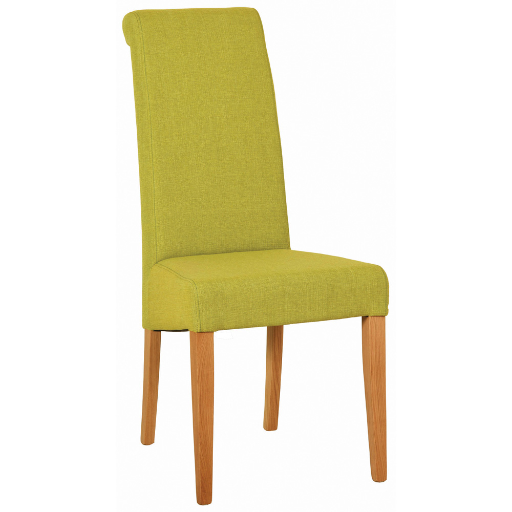 New Oak Lime Green Fabric Dining Chair